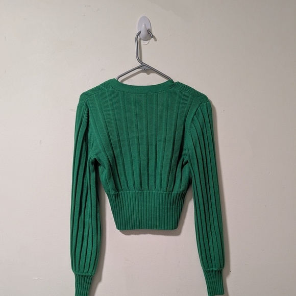 Aritzia Wilfred Green Plunge Front Cardigan Size Small MERINO WOOL - Picture 9 of 12